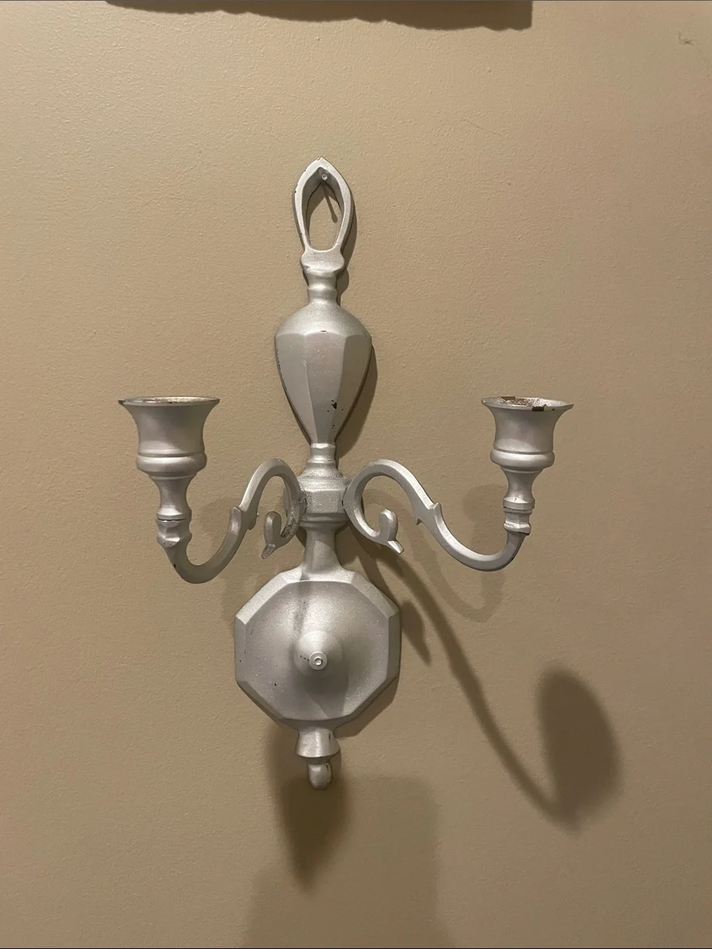 Silver wall candle holder - metal